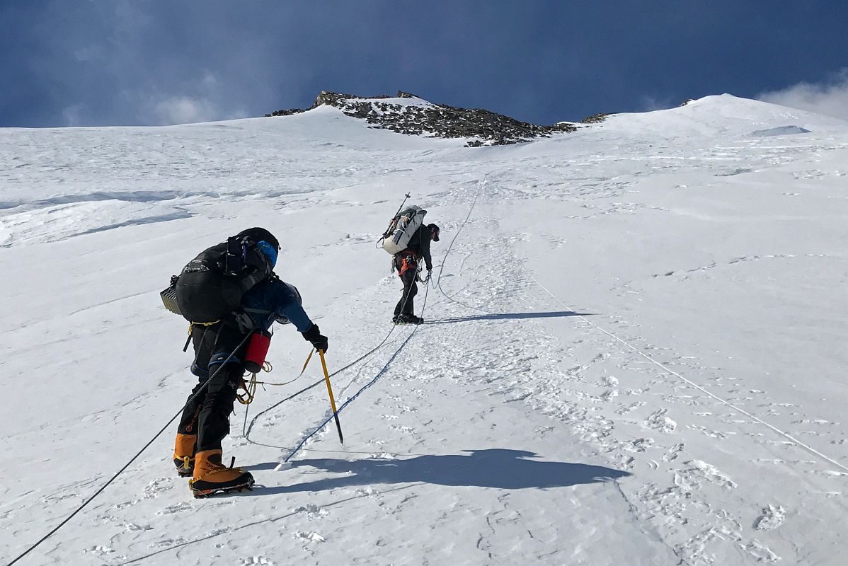 02B With Packs Fully Loaded Guide Josh Leads The Way Up The Beginning Of The 1200m Of Fixed Ropes On The Climb From Mount Vinson Low Camp To High Camp